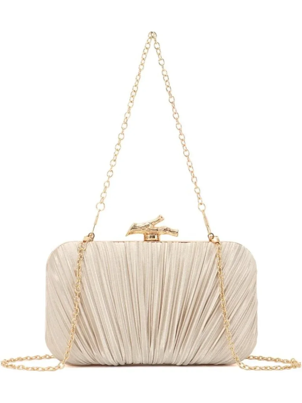 👜 Women's Gold Evening Bag Pleated Clutch Bag with Chain for Wedding Party
